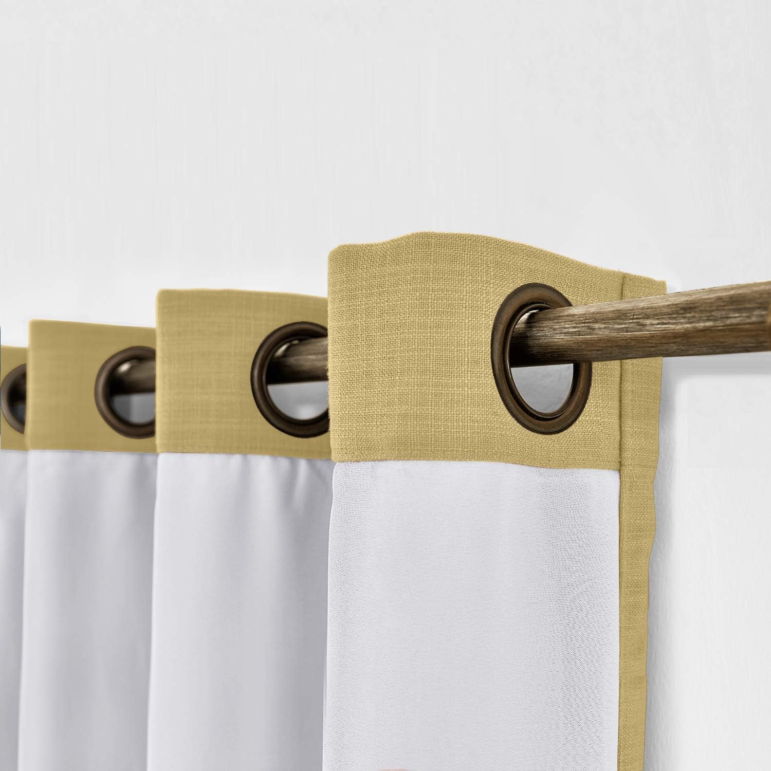 Drapifytex Antique Bronze Grommet Drapery Faux Linen Blackout Lined Curtain, Bedroom Panel Living Room Panel, Khaki, 84 Inches Width by 84 Inches Length (1 Panel)