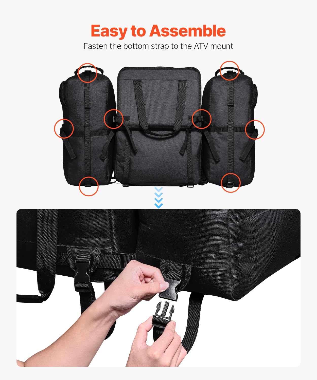 VEVOR Bolsa de Almacenamiento Trasera para ATV 74 L con Bolsa Térmica Aislante, de Tela Oxford 600D, con Portaequipaje Trasero, Compatible con Vehículos ATV, UTV y Can-Am, 880 x 580 x 280 mm