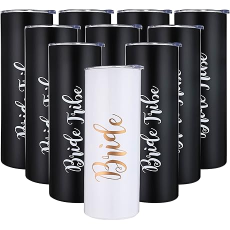 Bride To Be 10 pcs Tumbler - Skinny Tumbler - 20 oz Steel Wine Tumblers
