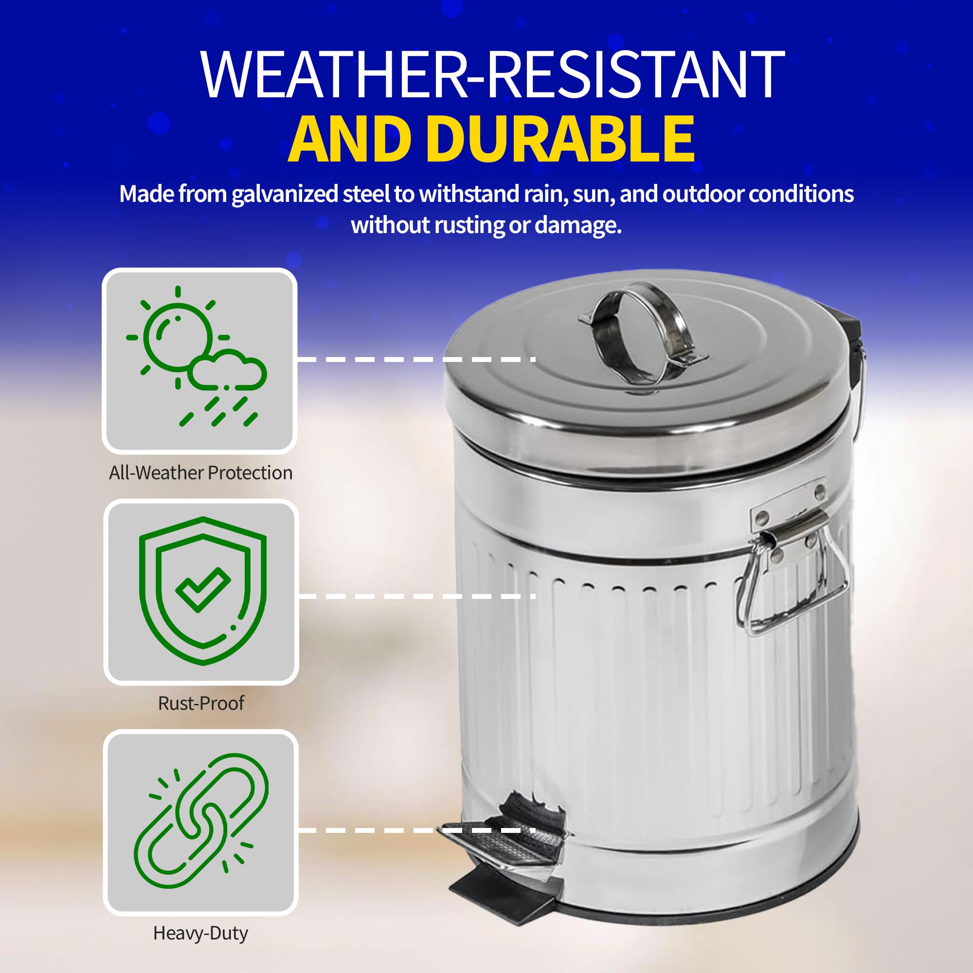 Pet Waste Can with Pedal - Small Steel Trash Can -5