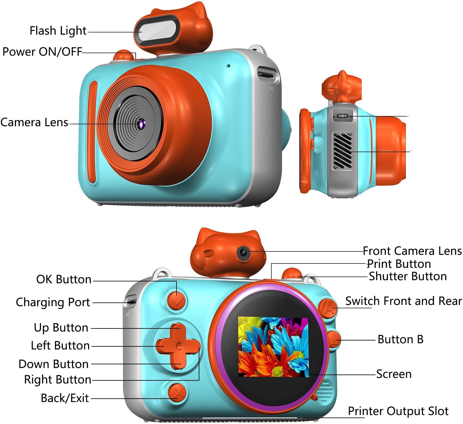 Camera for Kids Instant Print, 2" 1080P 32G HD Camera for Kids with Film, Best Christmas Birthday Gifts for Boys Girls Age 3-12, Portable Toy for Girls Boys (Blue)