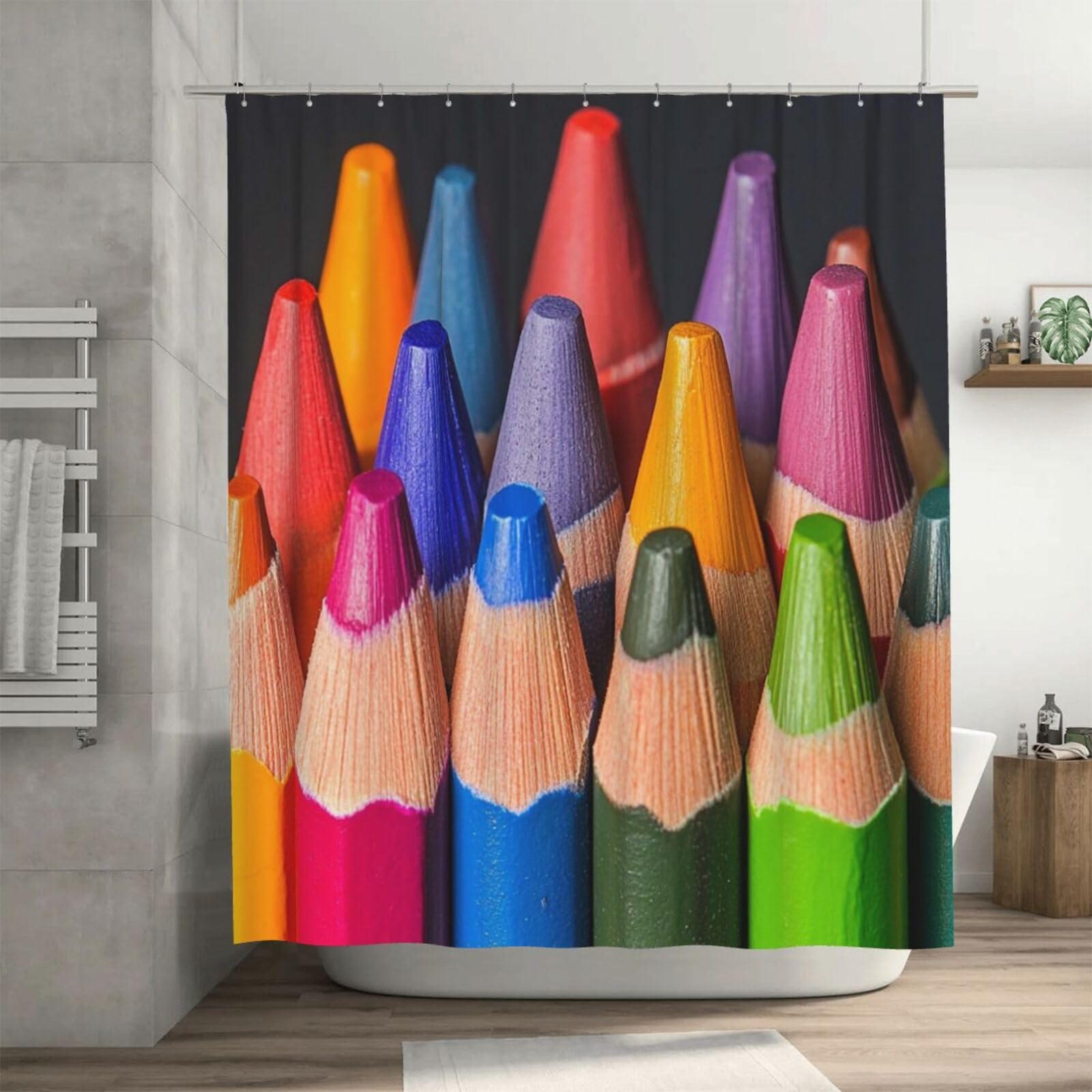 Rideau de douche imperméable 183x183 cm avec 12 crochets pour salle de bain