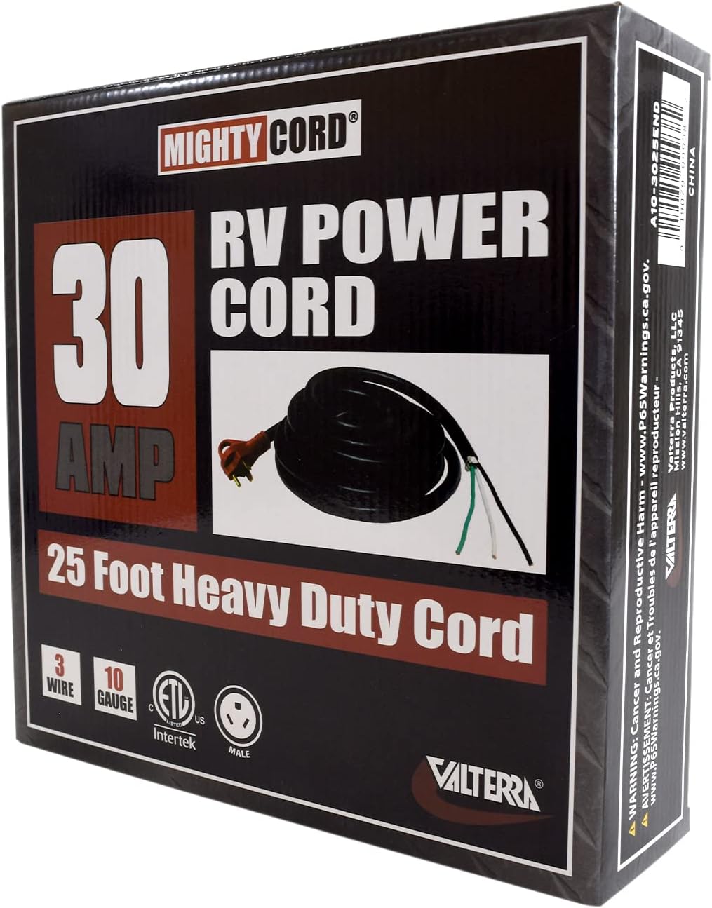 Mighty Cord A10-3025END RV Power Cord 25', One End for Hard Wiring