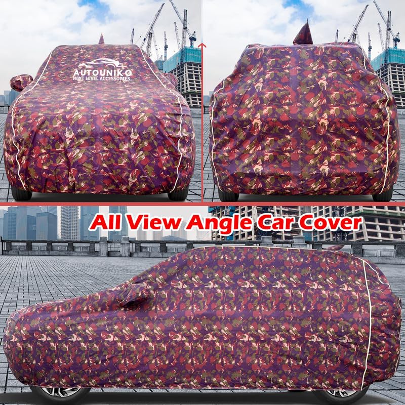 Image of Waterproof Car Body Cover Compatible with Jeep Compass with Mirror and Antena Pocket and Soft Cotton Lining (Fully Bottom Elastic Triple Stitched) (RED Army)