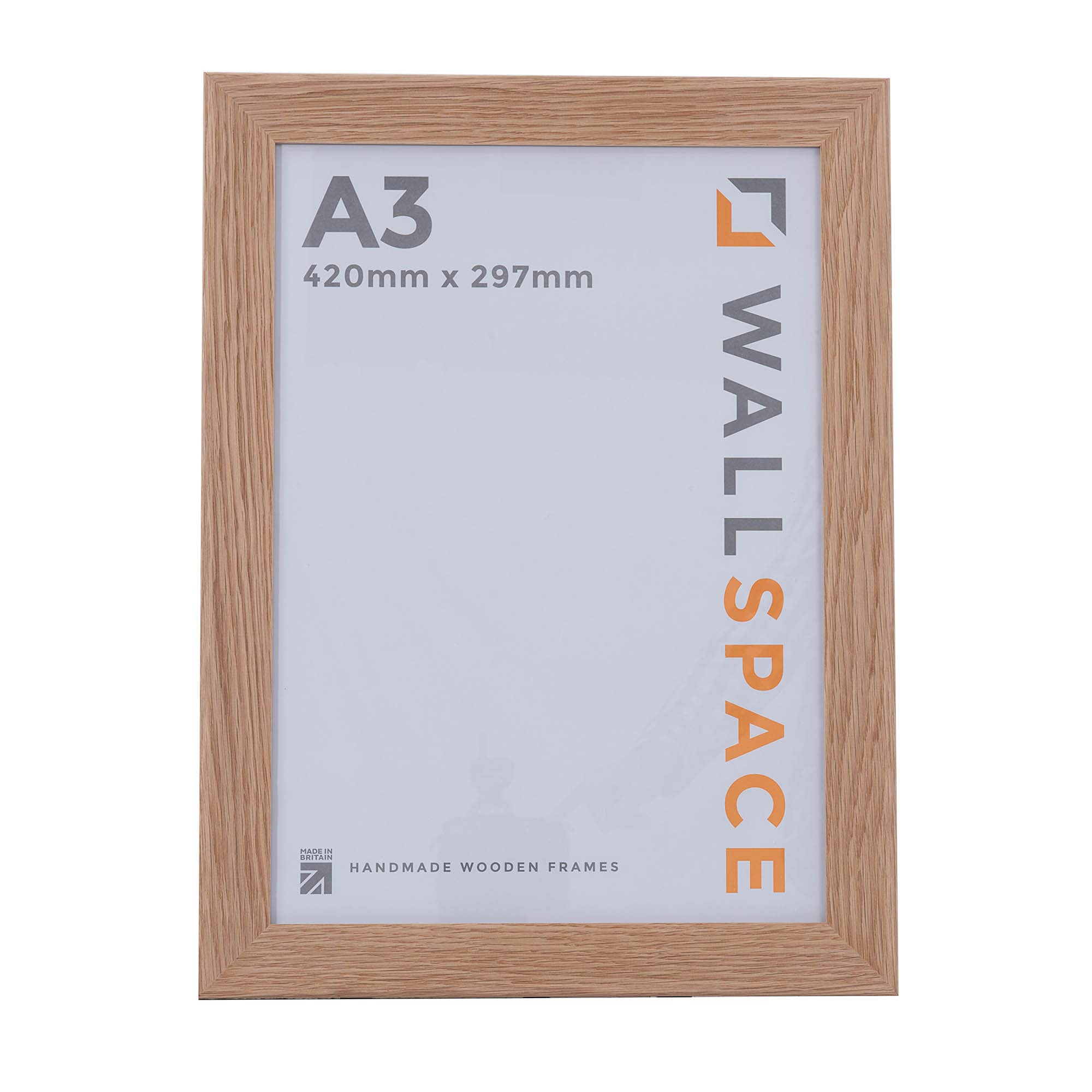 Wall Space A3 Wide Oak Picture Frame | Oak A3 Photo Frame | 420x297mm | 420 x 297mm | 42.0x29.7cm | Poster Print | Real Wood with Glass | Handmade Wooden Made in UK — image 1