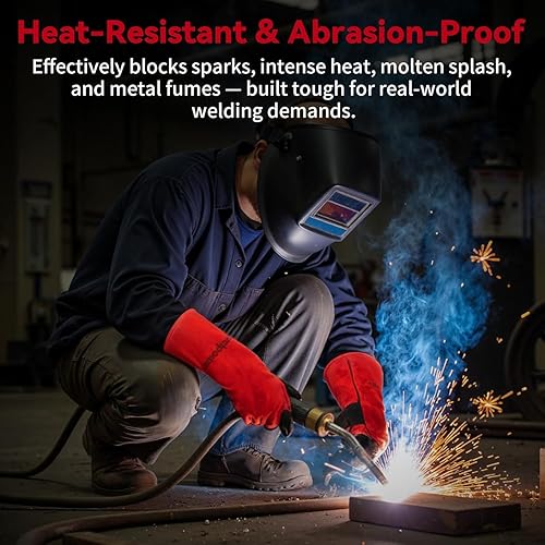 Miniatura 4 de Guantes de soldadura de 16 pulgadas a prueba de calor 932F para soldadura MIGTIGStickForja (M)