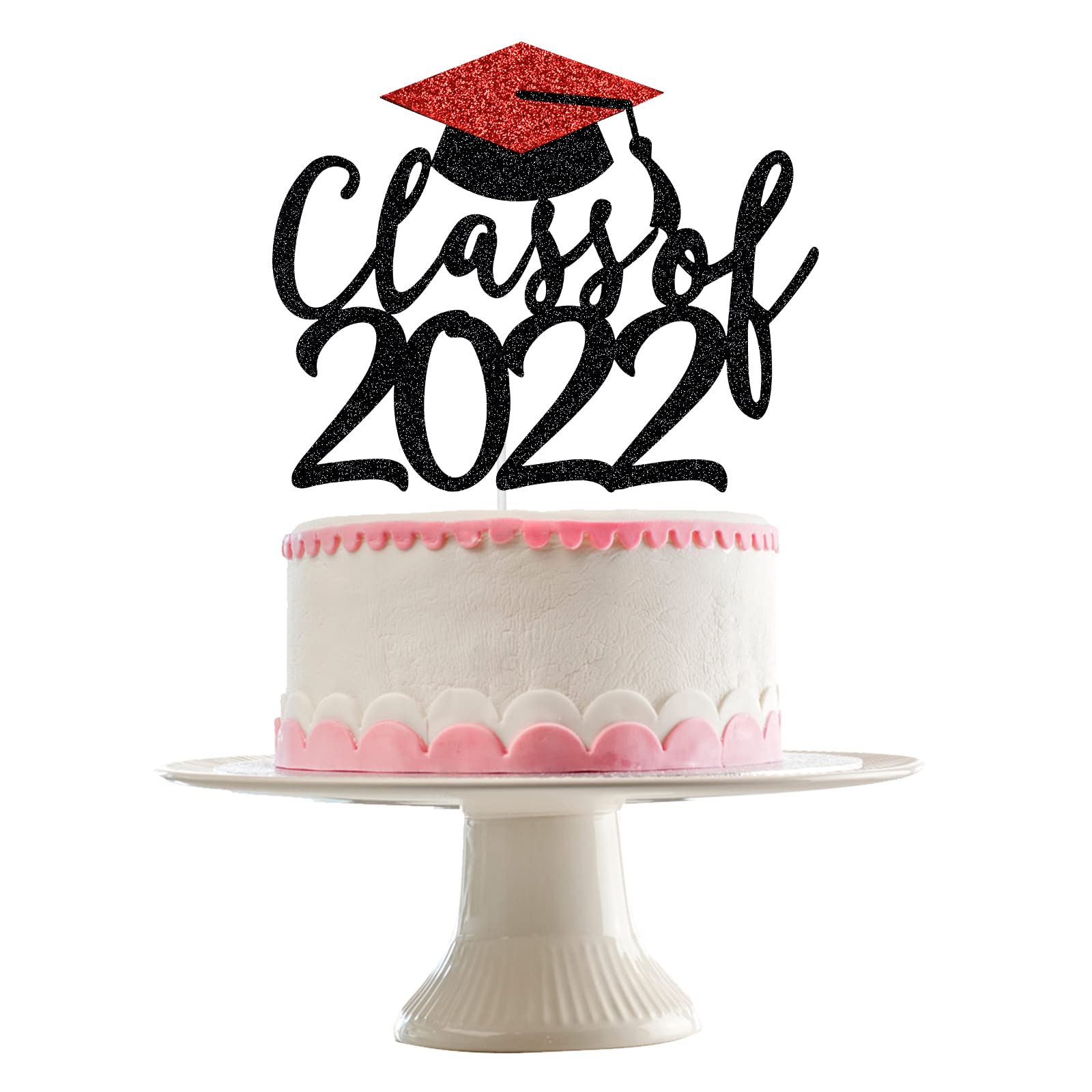 Buy Graduation Cake Topper 2022 Class of 2022 Cake Topper Red and Black Glitter, 2022