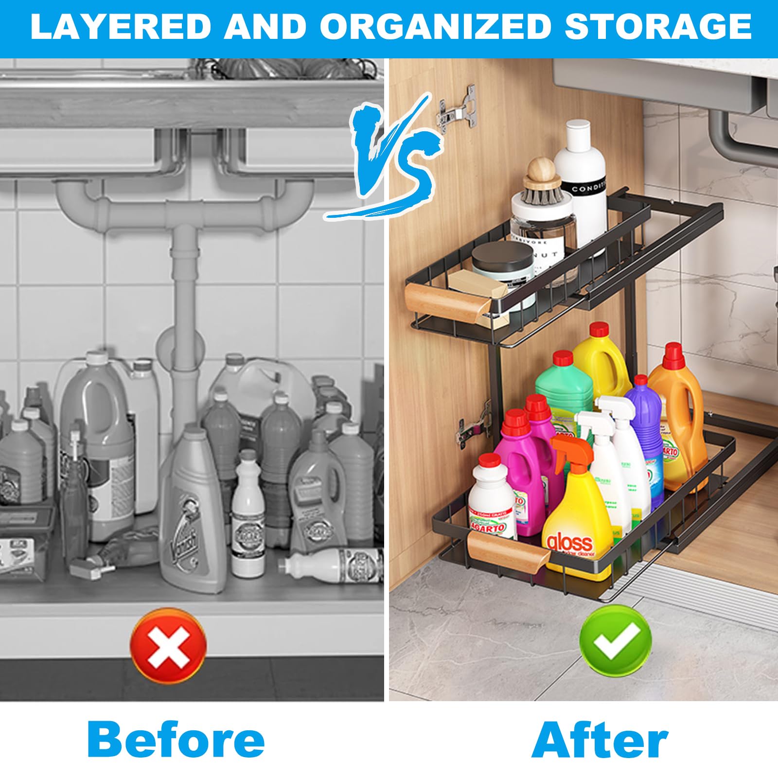 Walnuss Saugnapf Ablageregal - Waschbecken Organizer Ohne Bohren