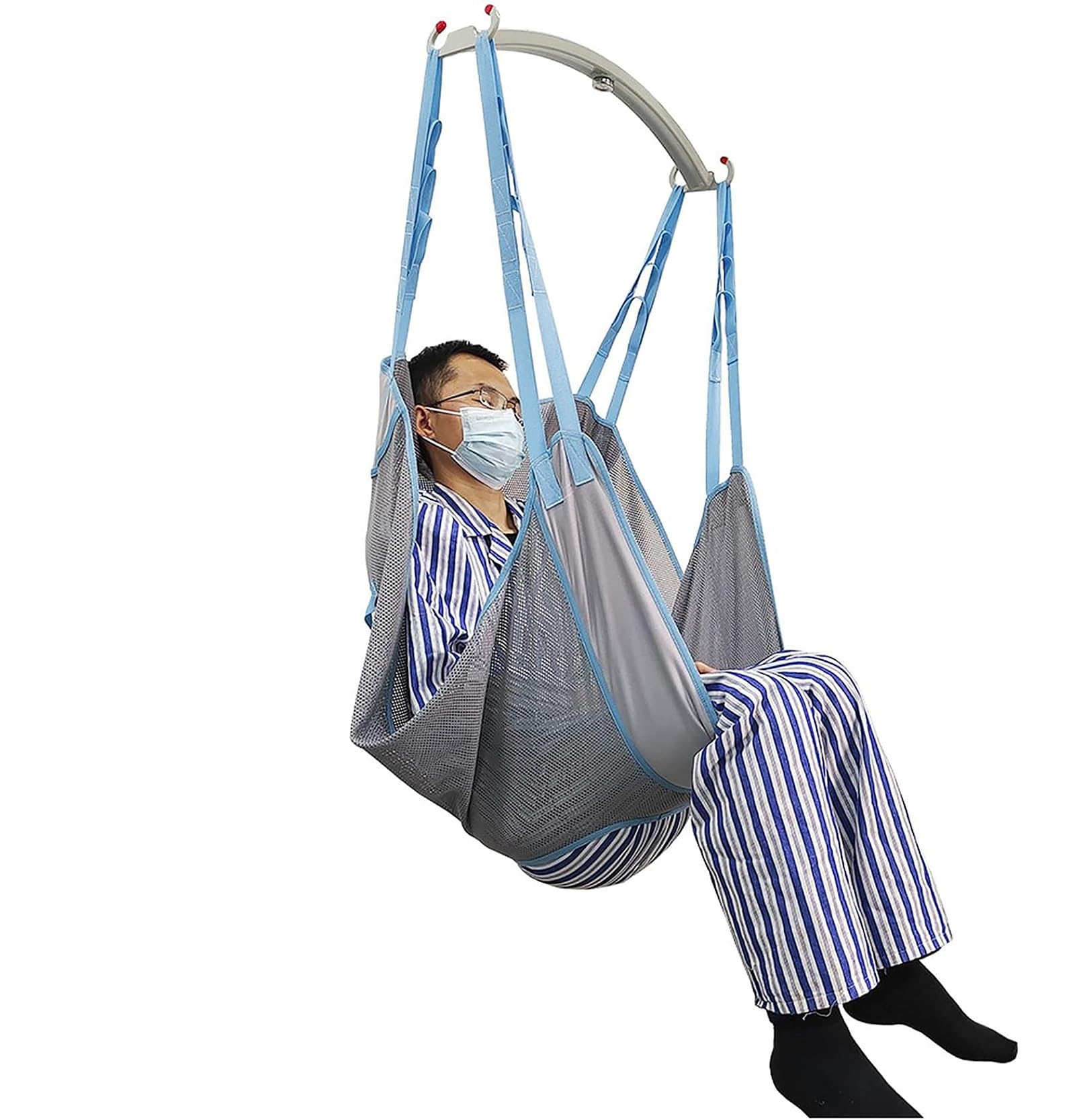 Arnés para grúa domiciliaria, cabestrillo higiénico universal Cabestrillo de asistencia al paciente para el traslado y aseo de un paciente con la ayuda de un elevador de pacientes(Size:Large)