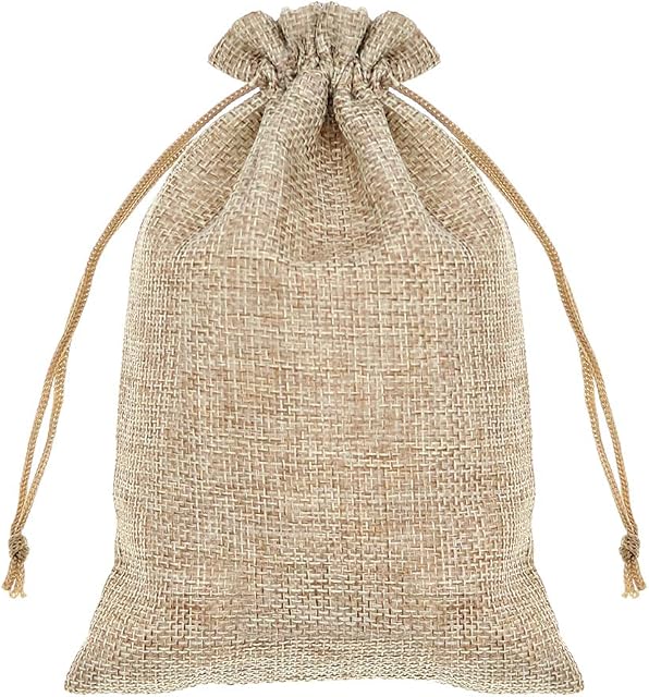 SumDirect 20Pcs 13x18Cm Brown Linen Burlap Bag, Mini lightweight Gift Bags Breathable Pouches with Drawstring Packing Storage Jute Sacks for Wedding, Party, Birthday, DIY Craft