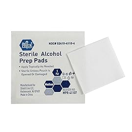 MED PRIDE Sterile Alcohol Prep Pads, Antiseptic, Individually Wrapped, Medical Grade, Latex Free, 2 Ply, 100 Count