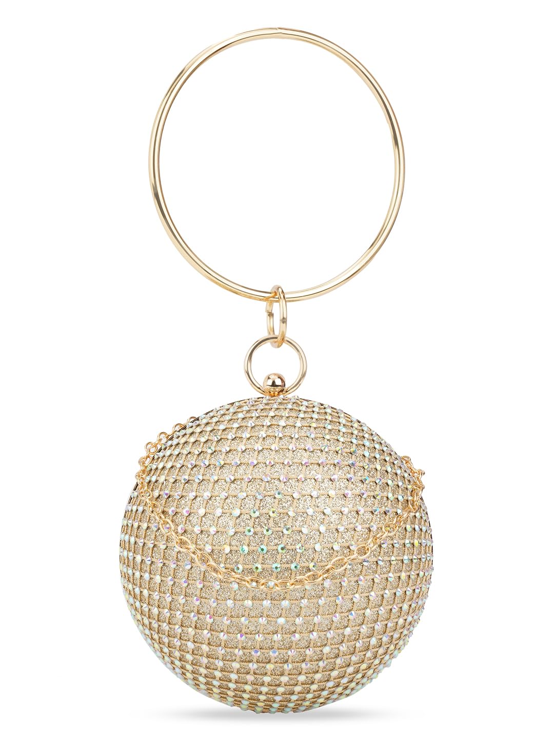 globus Women Embellished Bangle Handle Small Circle Party Handheld Bag With Detachable Chain Strap-picture-15