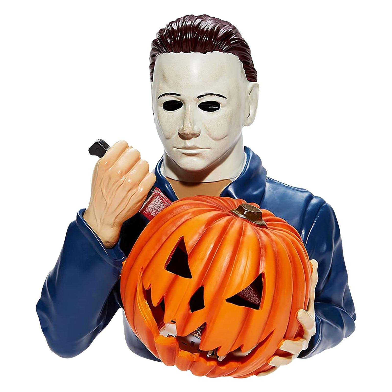 AIHOME Halloween Glow Resin Statue,Michael Myers with Pumpkin,Sam Trick 'r Treat LED Light Up Garden Gnomes Decoration, Garden Sculpture