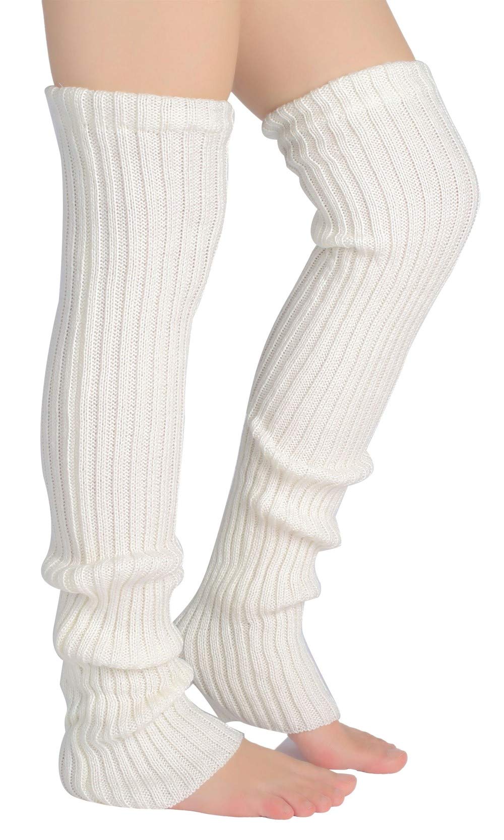 Eleray Calze invernali da donna sopra il ginocchio, senza piedi, in maglia, calde e lunghe