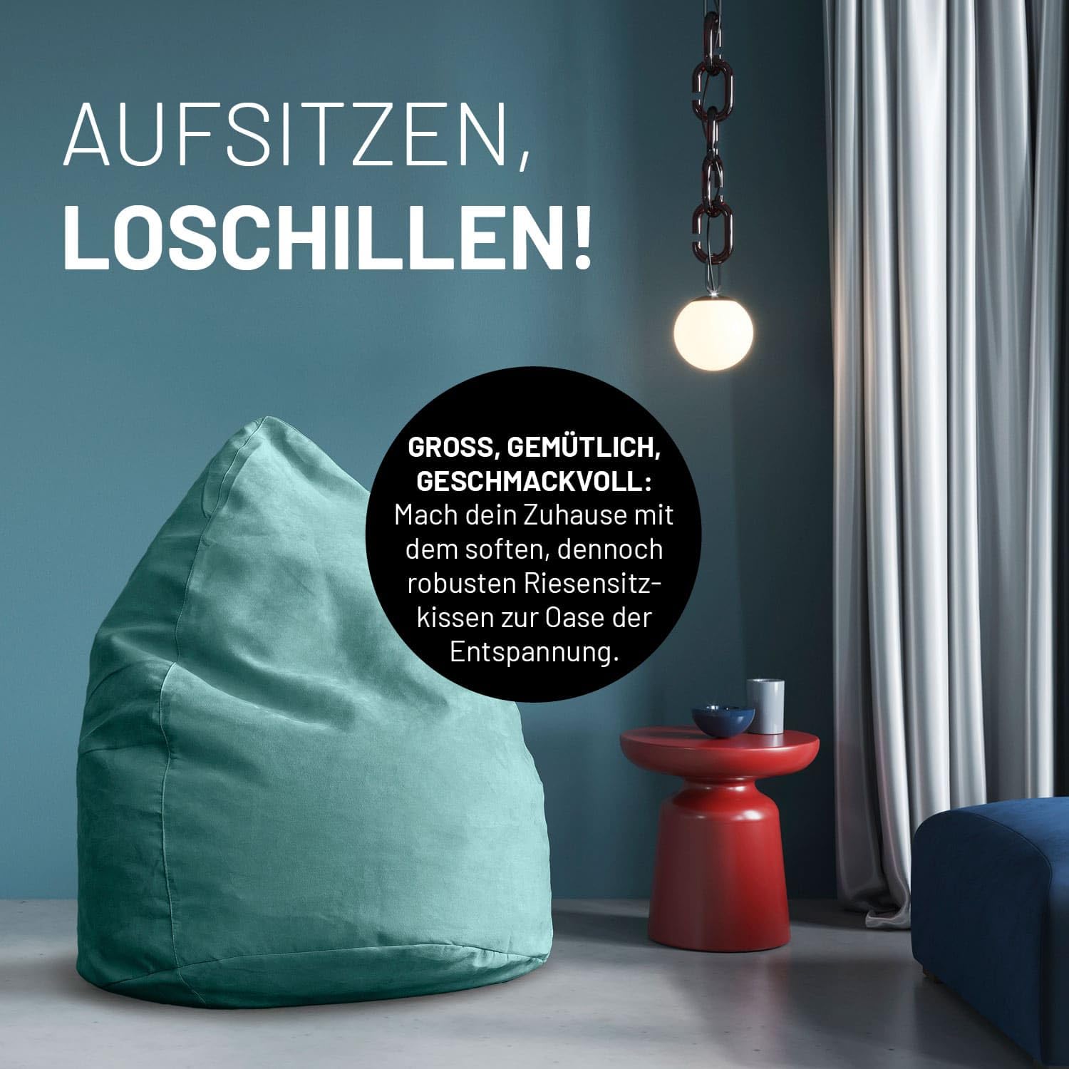 Lumaland Sitzsack Luxury XL Plus 85x65cm | Microvelours Beanbag mit extra weichem & robustem Stoff | Für Erwachsene & Kinder| Ideal geeignet für Kinderzimmer | Sessel & Stuhl Bean Bag [Türkis]