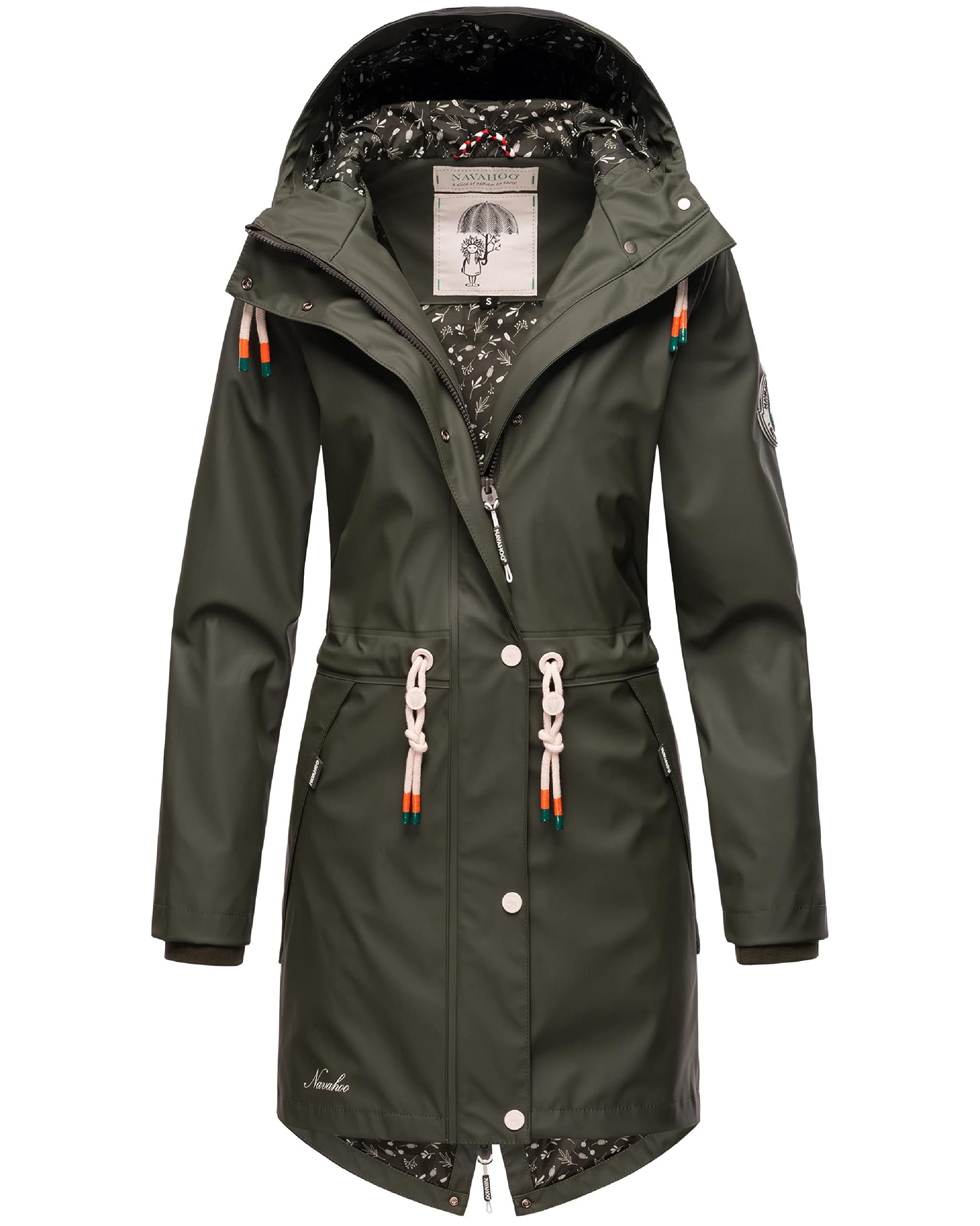 Navahoo Tropical Stormoo Women's Transitional Jacket, Rain Jacket, Functional Parka Raincoat Olive M