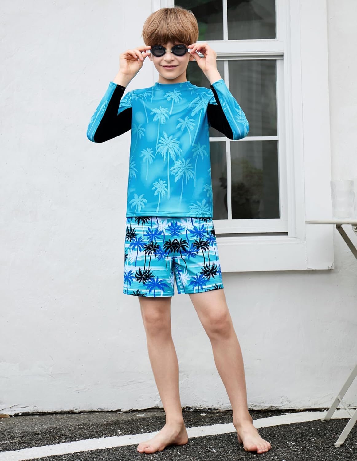 GRACE KARIN Boys Rash Guard Swim Set Two Piece Long Sleeve Bathing Suit Boy Swimsuit 6-13Y - Image 5