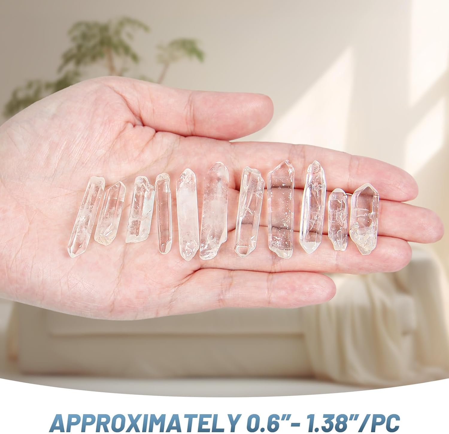 0.44lb Natural Clear Quartz Points (0.6″- 1.38″), Clear Quartz Crystal Wands Bulk, Quartz Crystal Wand Healing Crystal and Stones, Gift Box Packaging - Image 2