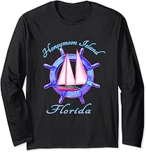Honeymoon Island Florida Sailboat Sailing Vacation Nautical Long Sleeve T-Shirt