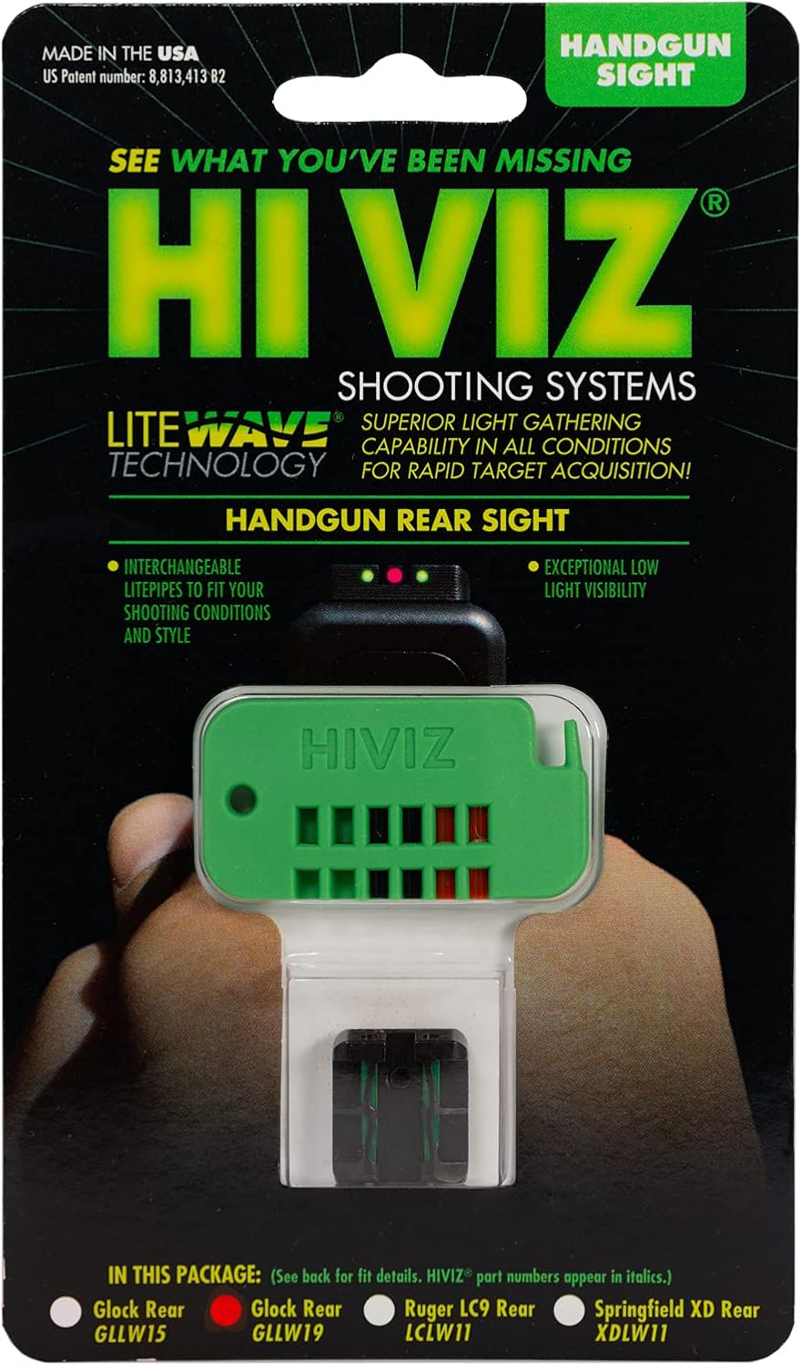 HIVIZHiViz GLLW19 Interchangeable Litewave Rear Handgun Sight for Glock 45 ACP/10mm/45 Gap