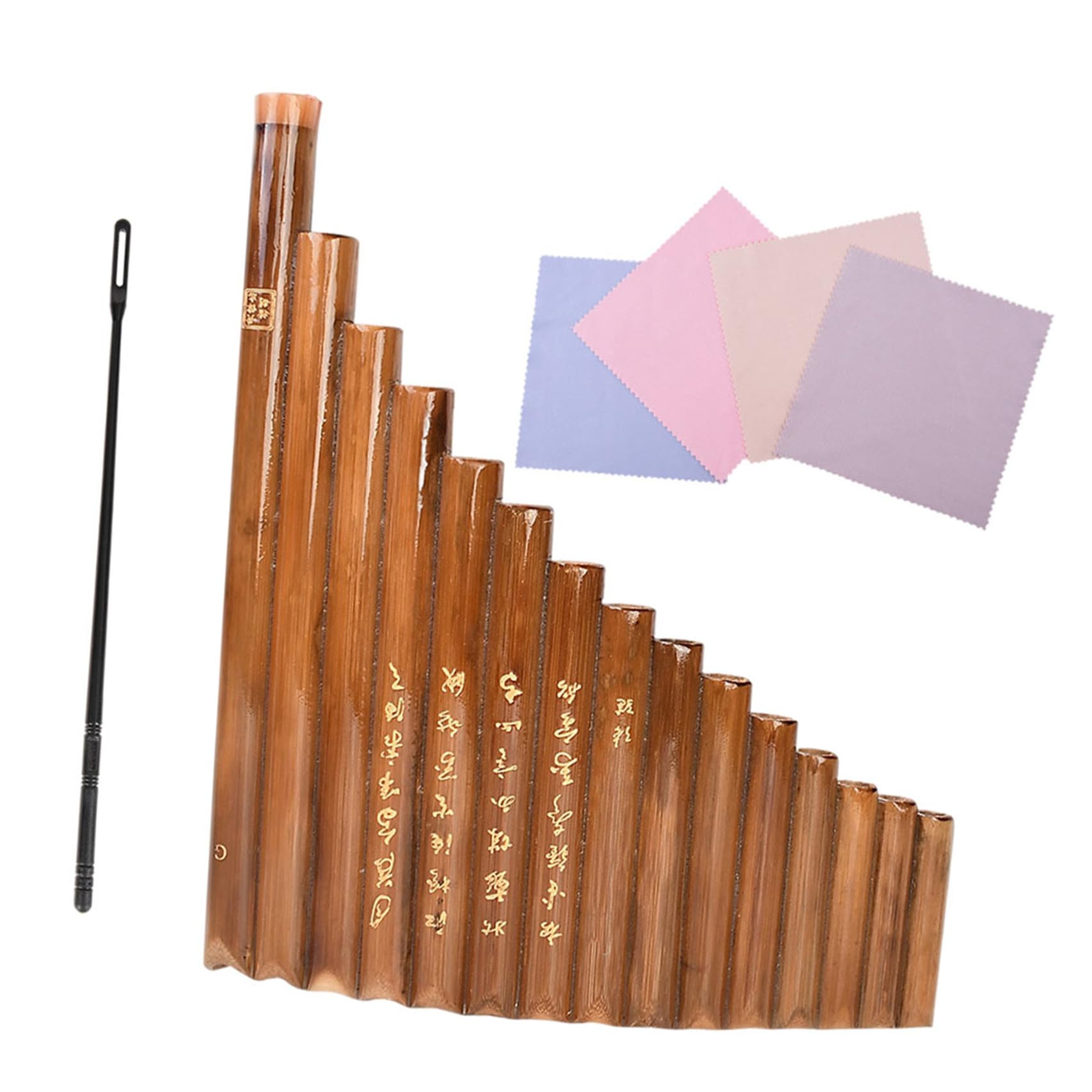 Traditionelle Panflöte aus Bambus mit 15 Röhren Leicht zu Spielen und Langlebig Kreatives Musikinstrument für Anfänger und Kinder im Braunen Stil Zufällige Farbe Zufälliger Stil