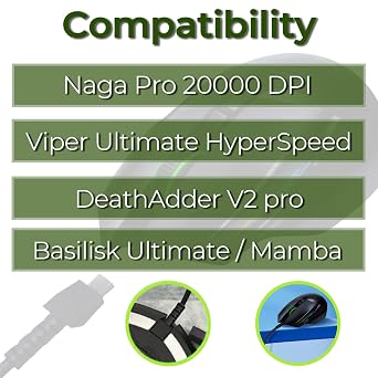 Razer USB Charging Cable Compatible with Naga Pro, DeathAdder V2 Pro, Viper Ultimate, Basilisk Ultimate, Hyperspeed Lightest Cyberpunk 2077 Mouse USB Charger Cord