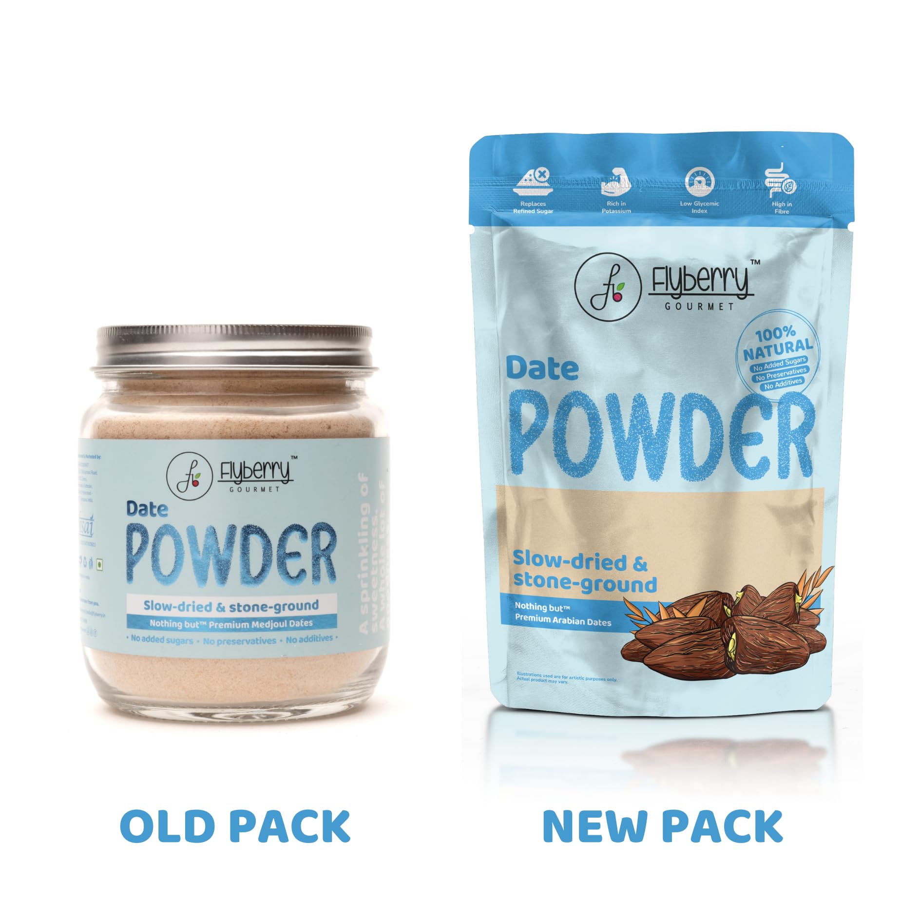 Flyberry Gourmet Dates Powder 300 g | Dried Dates powder | Finely Ground Kharik Powder | Delicious Alternative to Sugar | Best For Kids & Adults | No added Preservatives | Natural Sweetener| No added Sugar