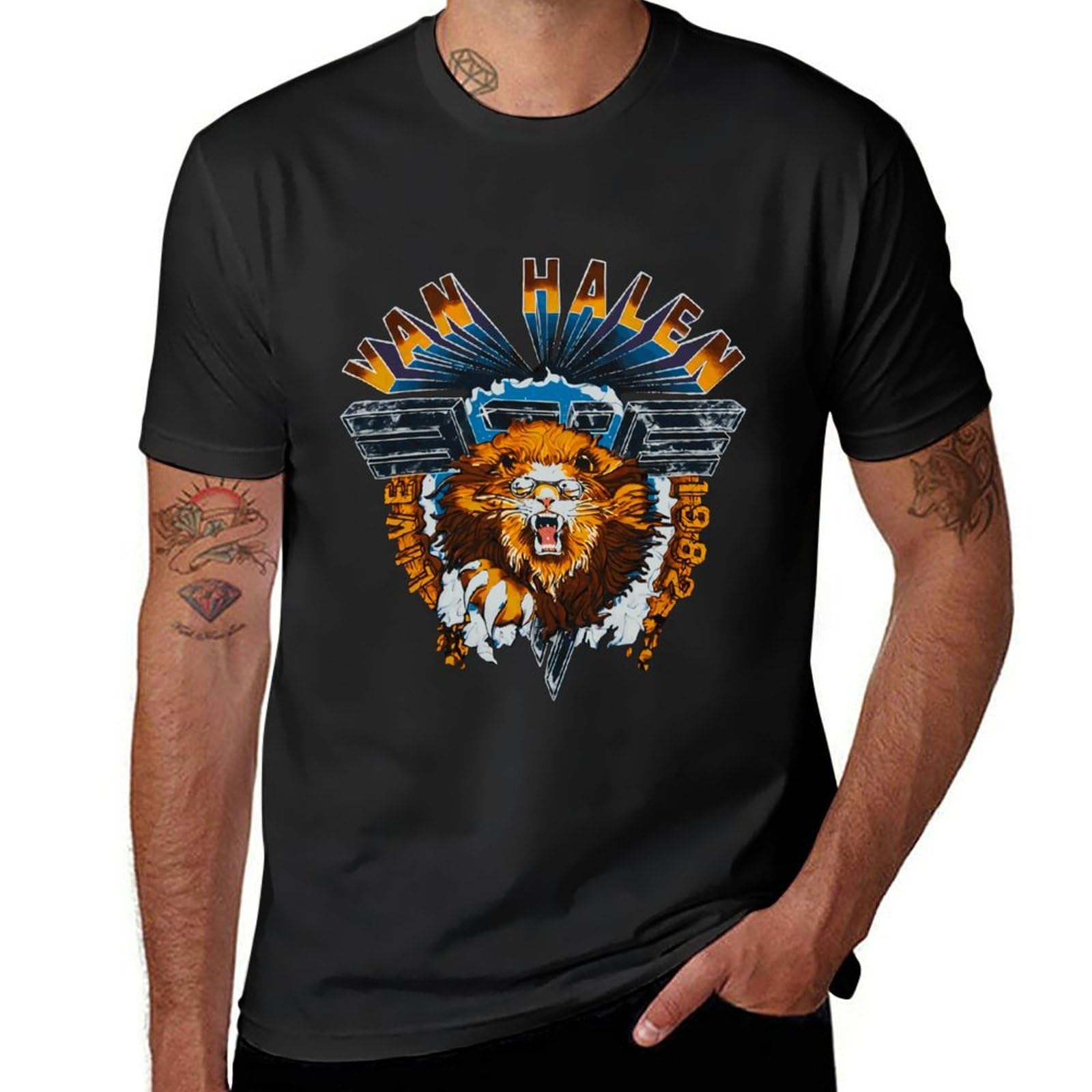 SRGDRRVan.1986 Halen T-Shirt Men's Short Sleeve Cool Cotton Crew Neck Tees Top