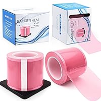 Vista 1 de 2 rollos de película de barrera dental rosa con caja dispensadora, 2 rollos de envoltura de plástico para tatuajes de 4 x 6 pulgadas, hojas