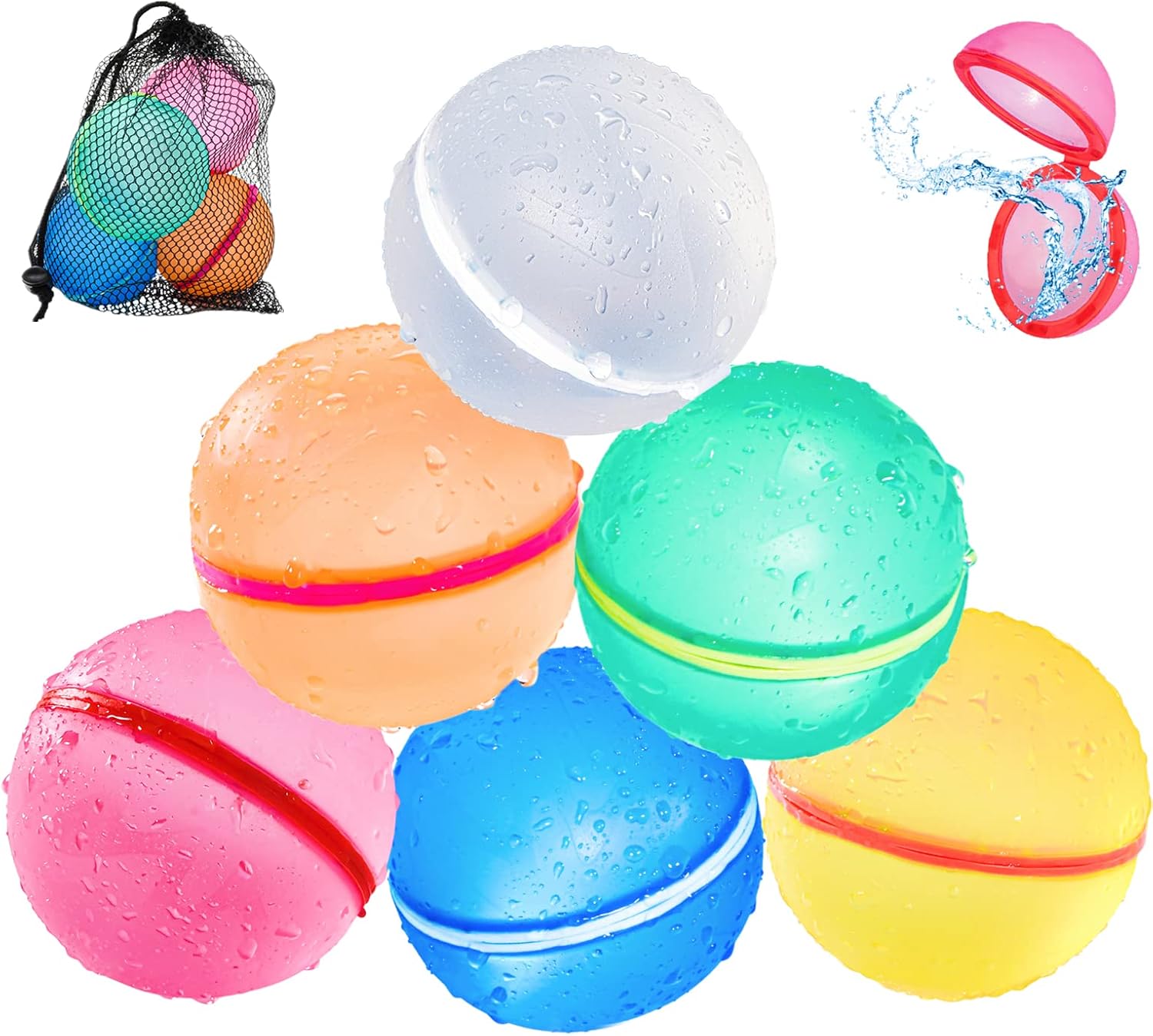 UCIDCI Water Balloons Reusable Quick Fill Self Sealing Silicone Water