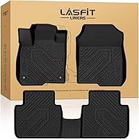 Vista 13 de LASFIT - Tapete de piso y maletero para automóvil, se adapta a asientos traseros con o sin puertos USB, revestimientos de elastómero termoplástico