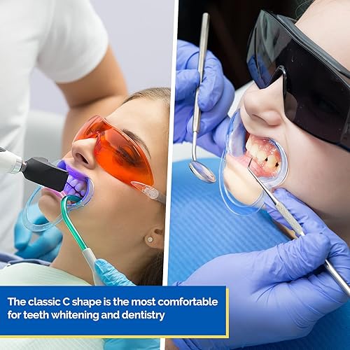 Miniatura 5 de JMU Retractor de mejillas dental, abridor de boca para blanqueamiento dental en forma de C, lavable en autoclave en color azul transparente (L, S,