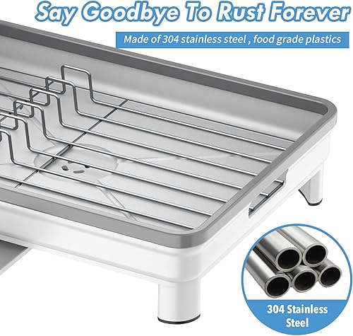 Miniatura 5 de Ewaiira Escurridor de platos, escurridor de platos para encimera de cocina, escurridor de platos antioxidante con juego de escurridor de boquilla