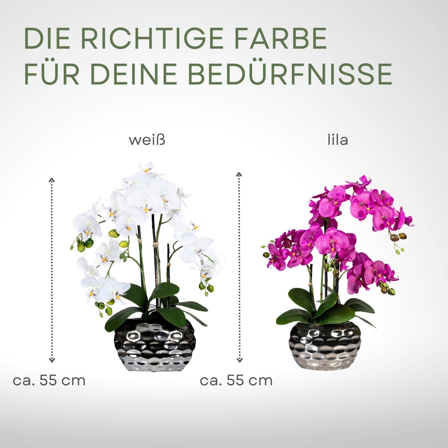 CREATIV Green Kunstorchidee 55cm - Lebensechte Deko In Violett Mit Vase