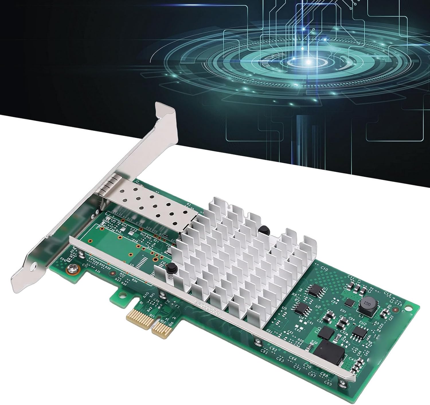 ASHATA 10GB PCI E X1 Network Card, Ethernet Adapter Card, for 82599EN Chip PCB Ethernet Fiber Network Module, SFP + x1 Interface