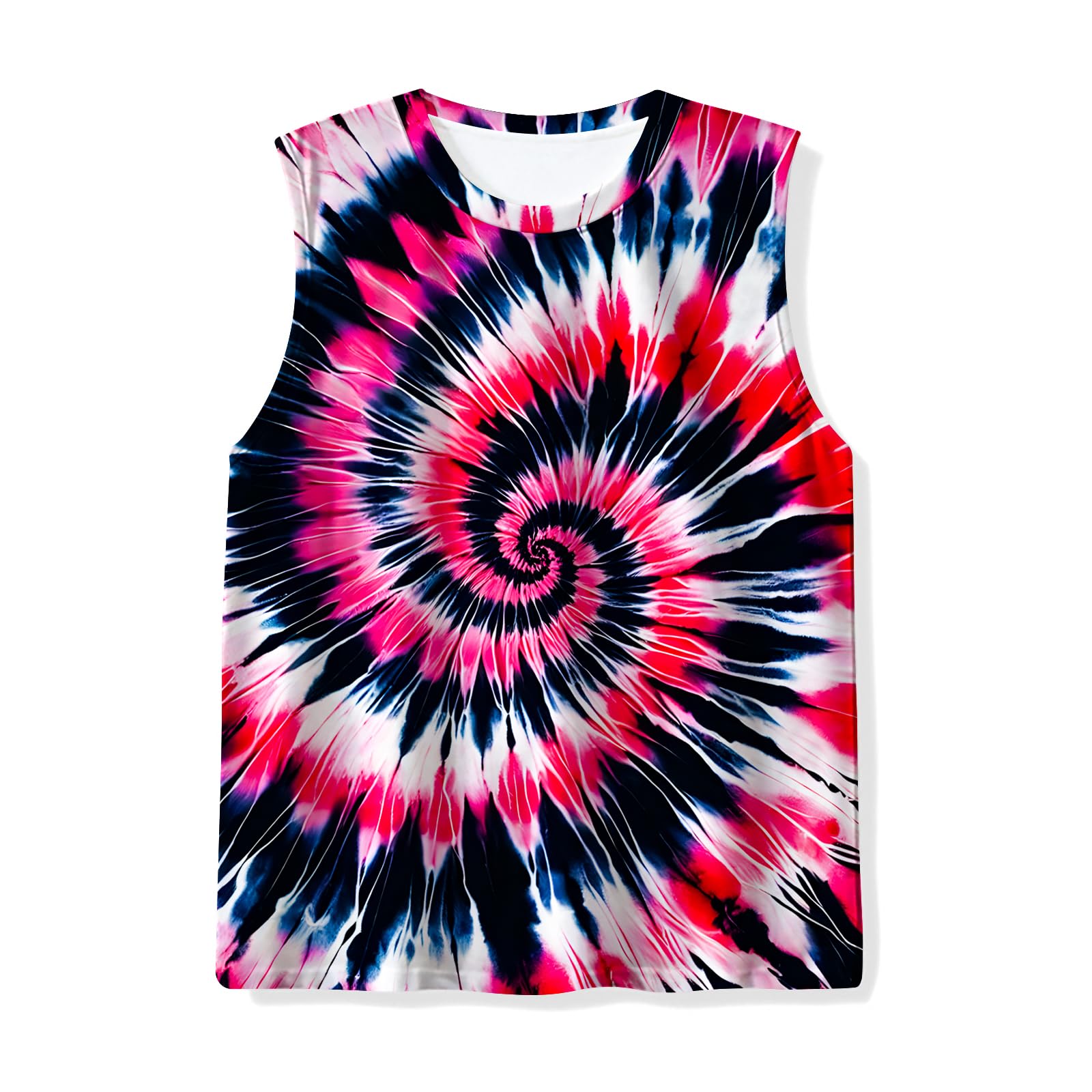 Kids Tie Dye Tank Tops Childrens Sleeveless T Shirts Hippies Tees for 5-14 Years Boys Girls