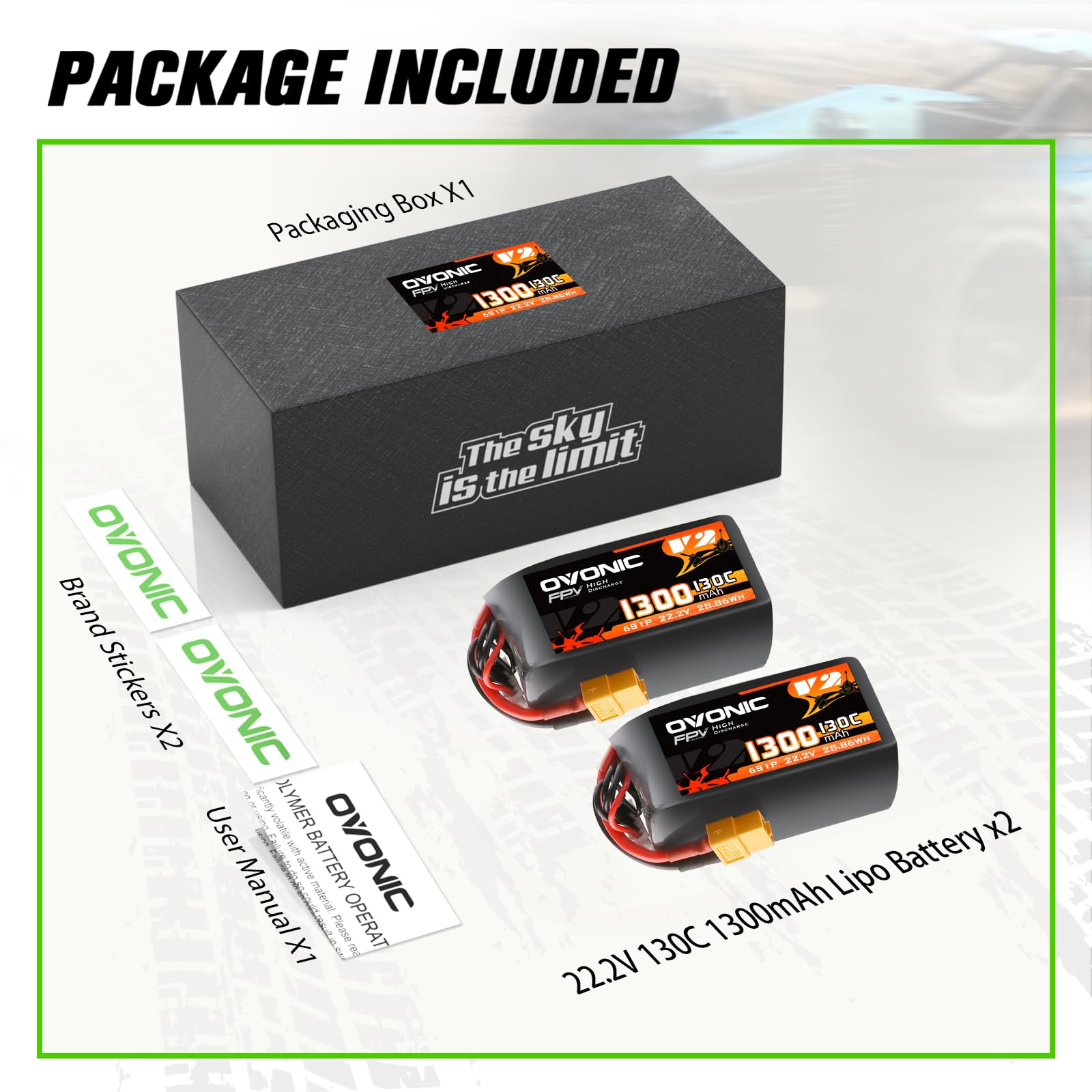 Amazon.com: OVONIC 130C 6S 1300mah Lipo Battery 22.2V Pack with