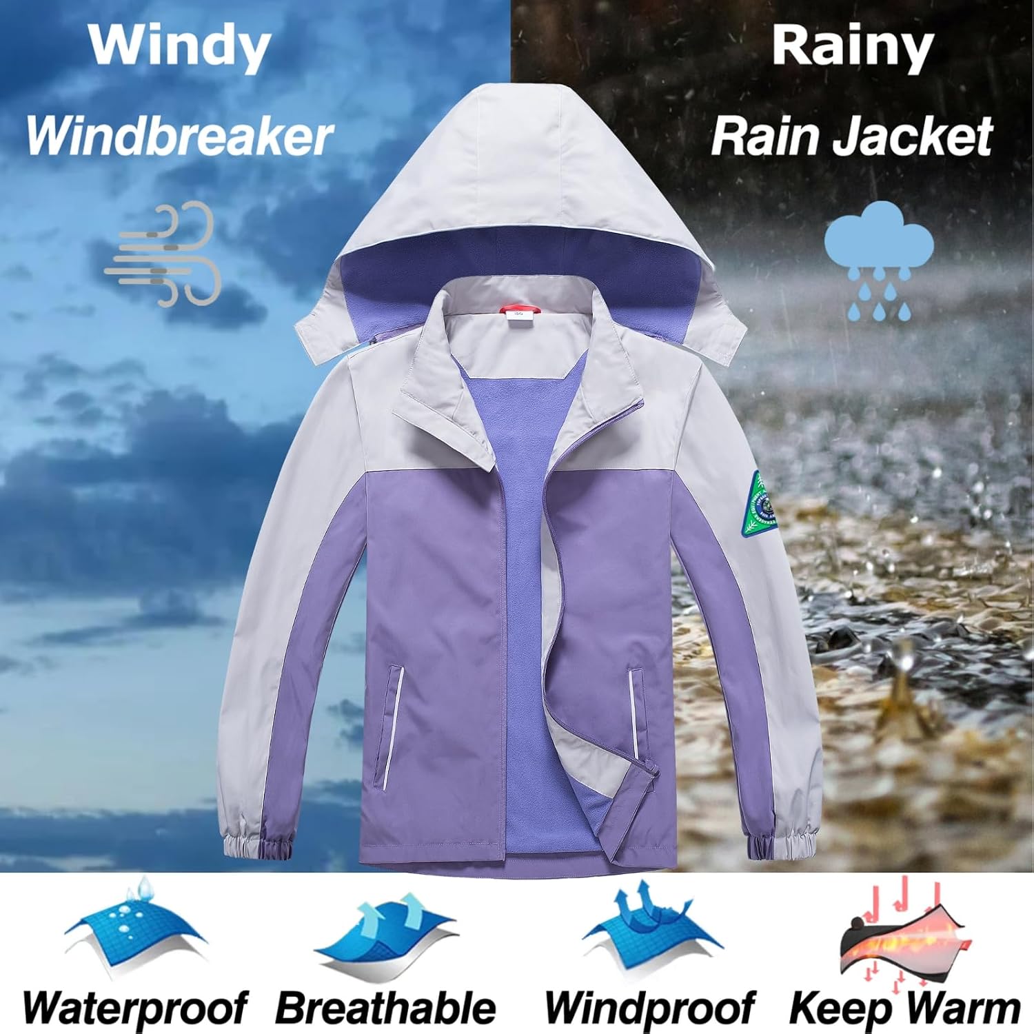 Waterproof Kids Rain Jackets With Hood,Lightweight Toddler Raincoat For Boys Girls，Kids Clothes Windbreaker Jacket