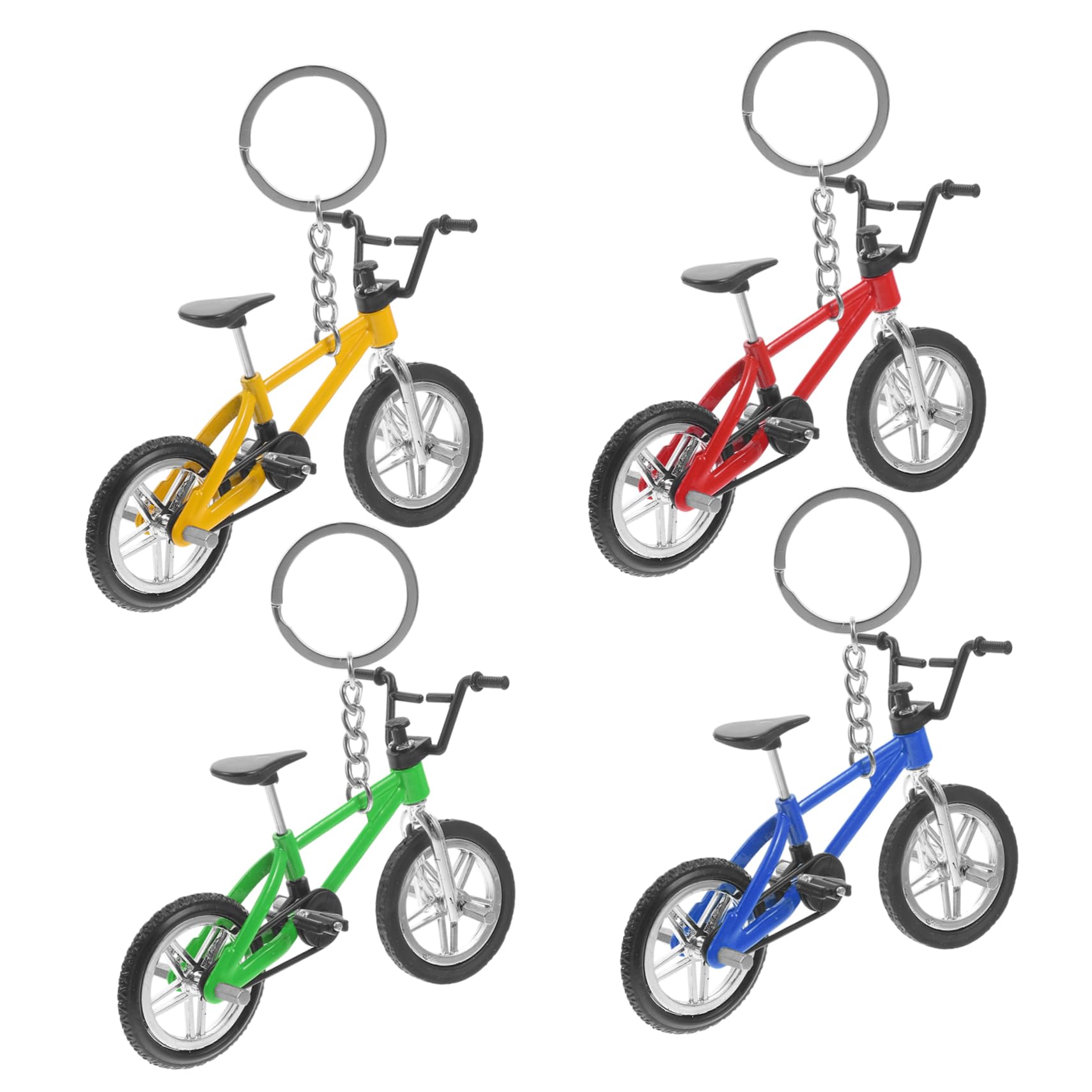 CIMAXIC 4pcs Mini Bike Model Keychain Simulation Alloy Bike Model Cycling Keychain Pendants