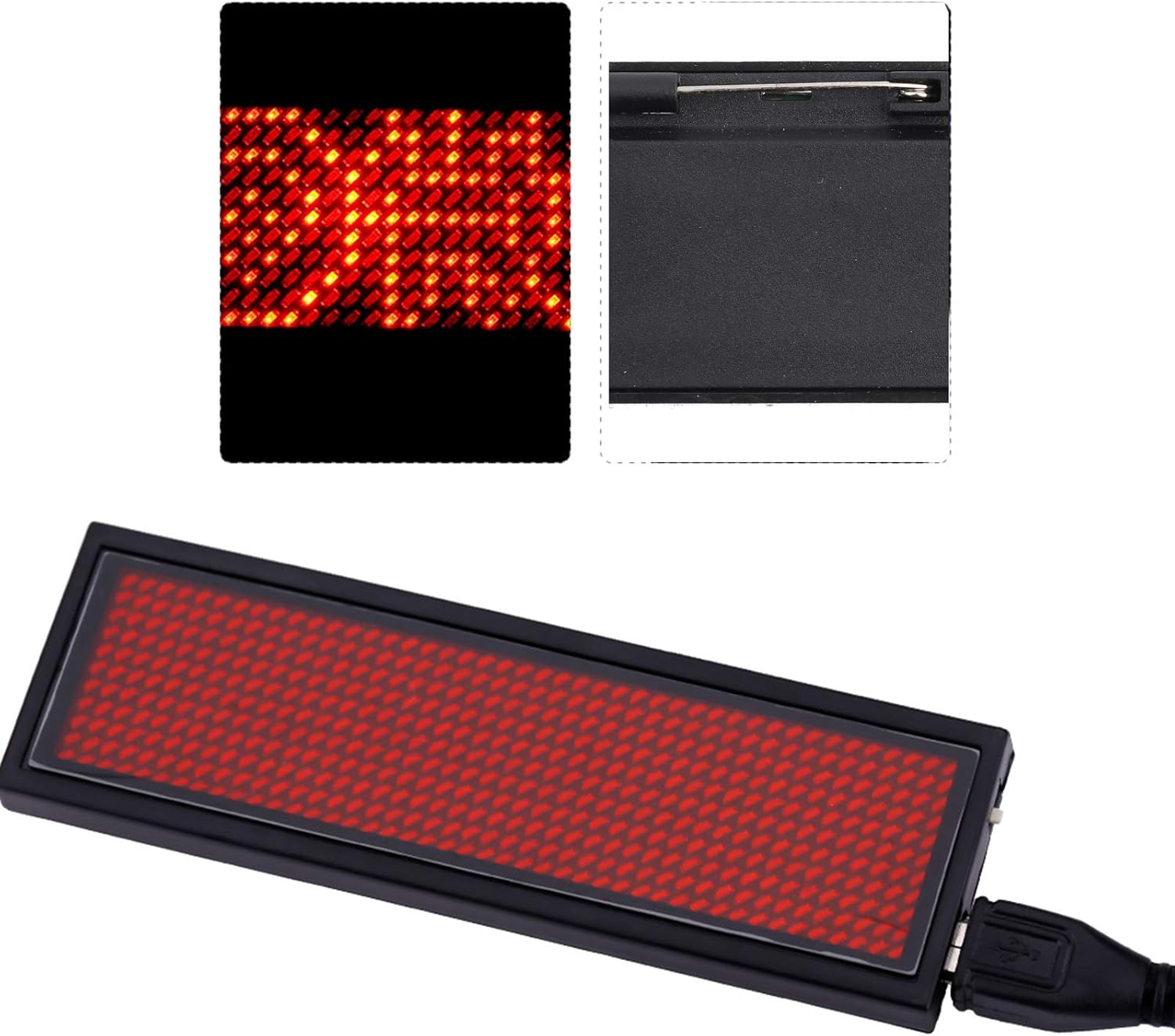 LED Name Tag USB Programming Digital Display 3.66x1.18inch Rechargeable Name Badge Display Board for Restaurant Shop Exhibition Nightclub Hotel