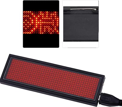 RED LED Name Badge, 93 X 30 X 5Mm 110240V Badge/Message Name Badge, Hospitals Shopping Malls for Station Airport