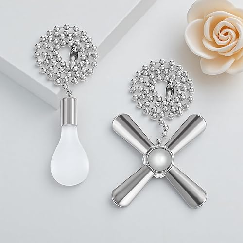 2 Pcs Ceiling Fan Pull Chain 12.5'' Lighting & Fan Chain Extender Glow in The Dark Beaded Light Pulls Extension Chains Decorative Light Bulb and Cord Fan Pull Chains with Connector
