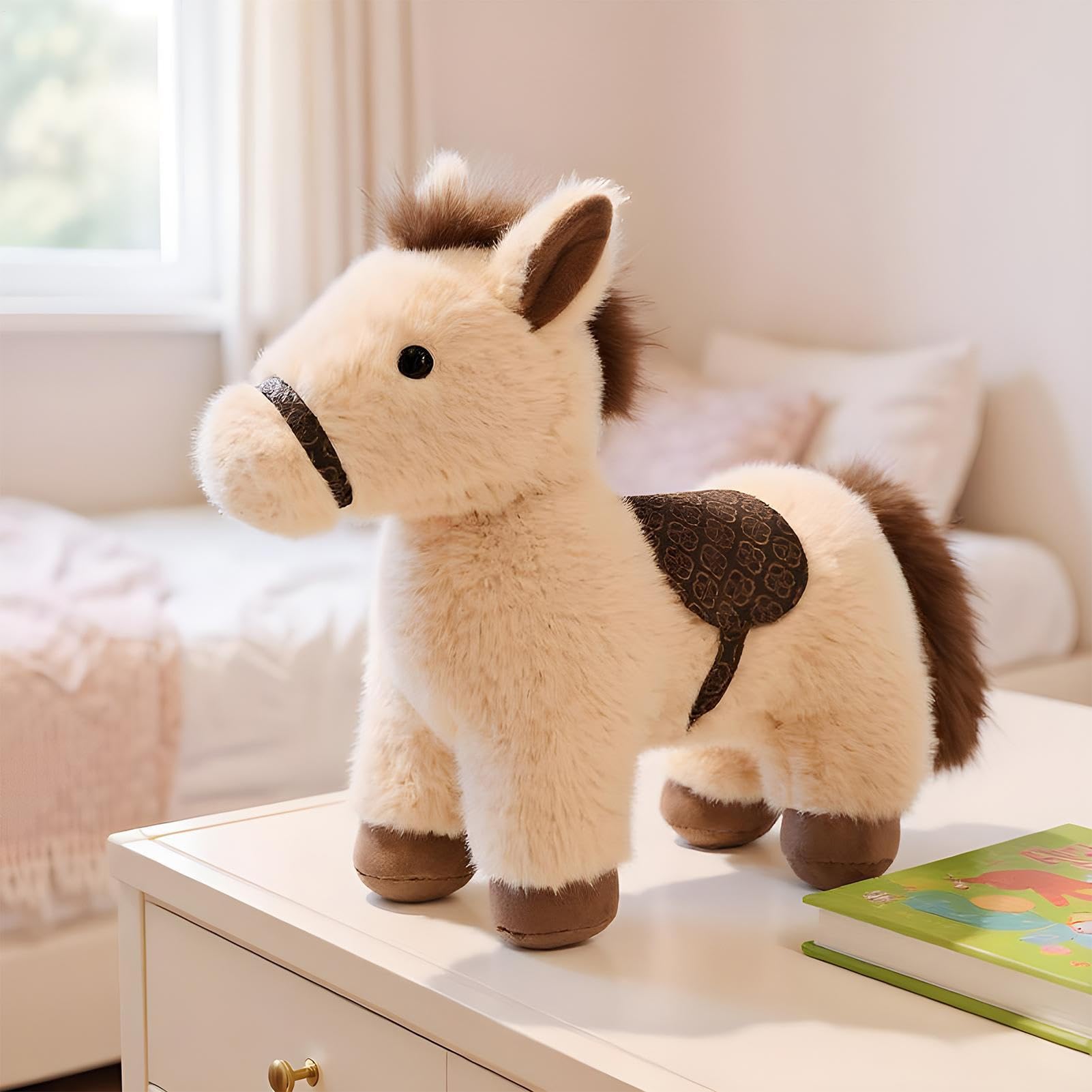 Cavallo di Peluche Giocattolo Bambola Morbida Da Abbracciare E Da Coccolare | Cavallo Di Peluche Morbido E Coccoloso Imbottito Per Divano Auto Sedia Scrivania Soggiorno Camera Da