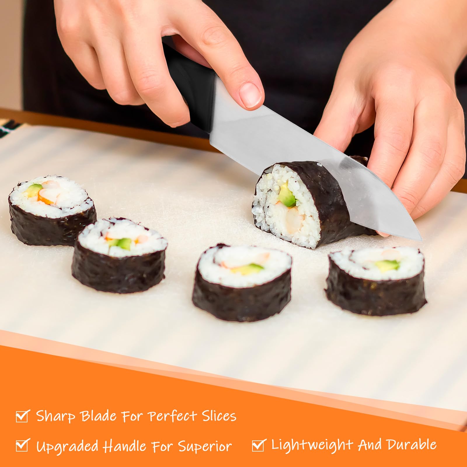 Sushi Maker Completo, Kit da 10 Pezzi con Stampo, Cucchiaio per Riso, Raschietto e Coltello Set per Preparare il Sushi Fai Da Te per Principianti, Fai Da Te e Kit Completo per Prepararlo a Casa