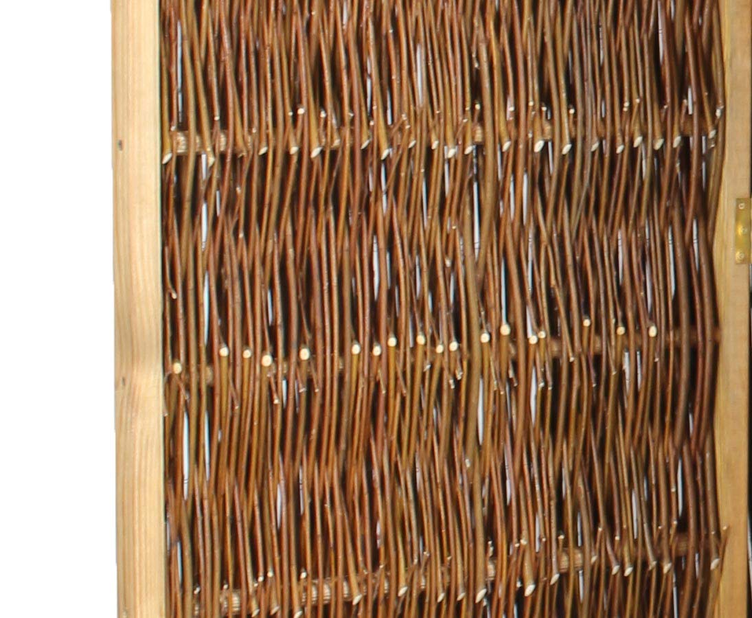 Raumteiler Weidenparavent mit 120cm x 240cm, 4teilig - Klappbare Sichtschutzwand aus geflochtenen Weidenruten 1,2m x 2,4m