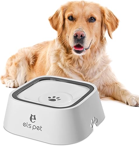 Cuenco de agua para perros sin derrames, cuenco de agua lenta de 35 onzas para perros, sin BPA, diseño antisalpicaduras y antideslizante, cuencos de