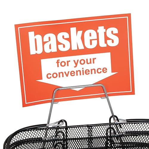 Miniatura 5 de Cestas de compras de metal negro con soporte y letrero  Juego de 12  Dimensiones de la cesta 17 pulgadas de ancho x 12 pulgadas de profundidad x 7