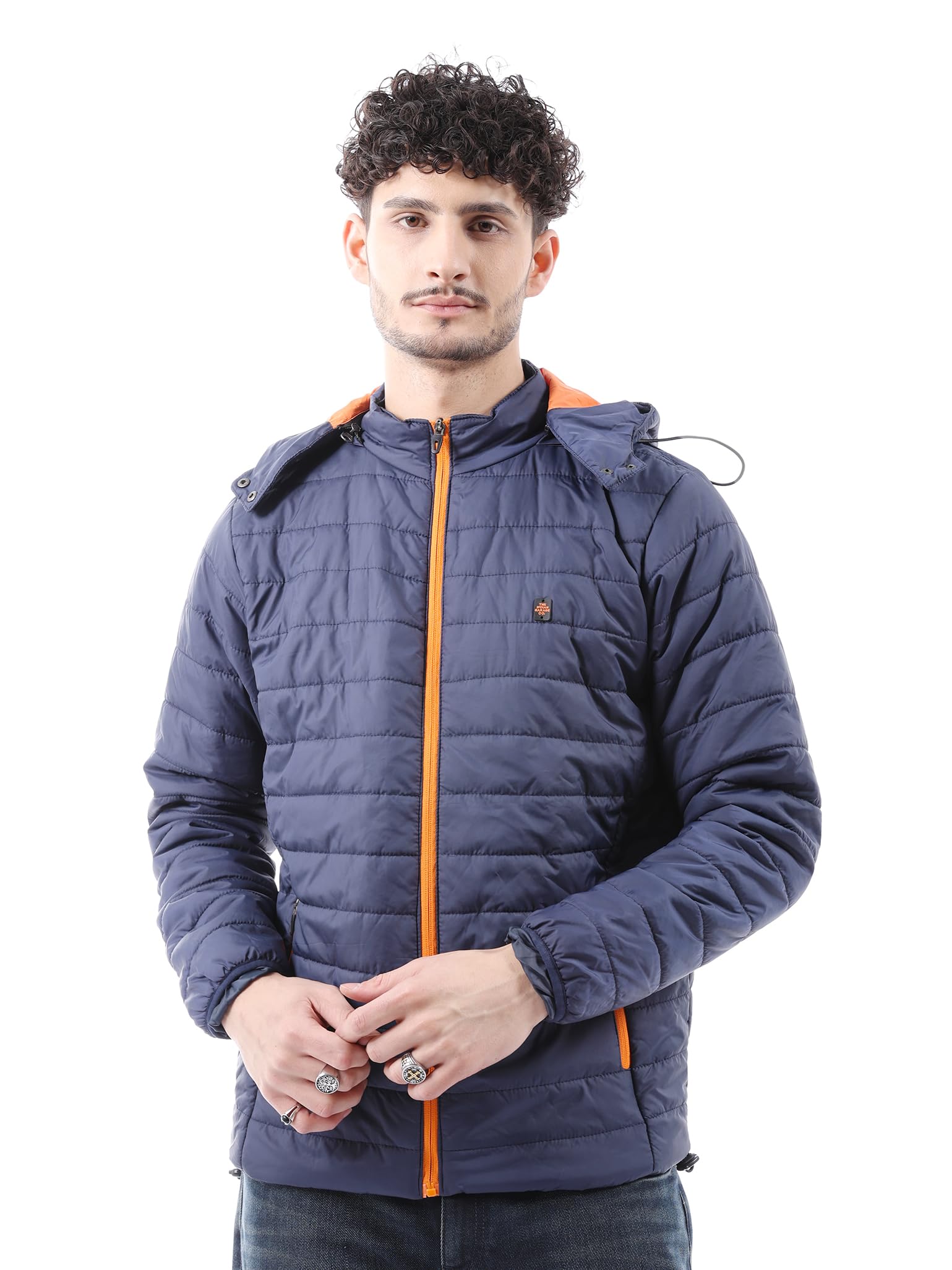 the indian garage co Men Navy Blue Slim Fit Solid Puffer Jacket-picture-24