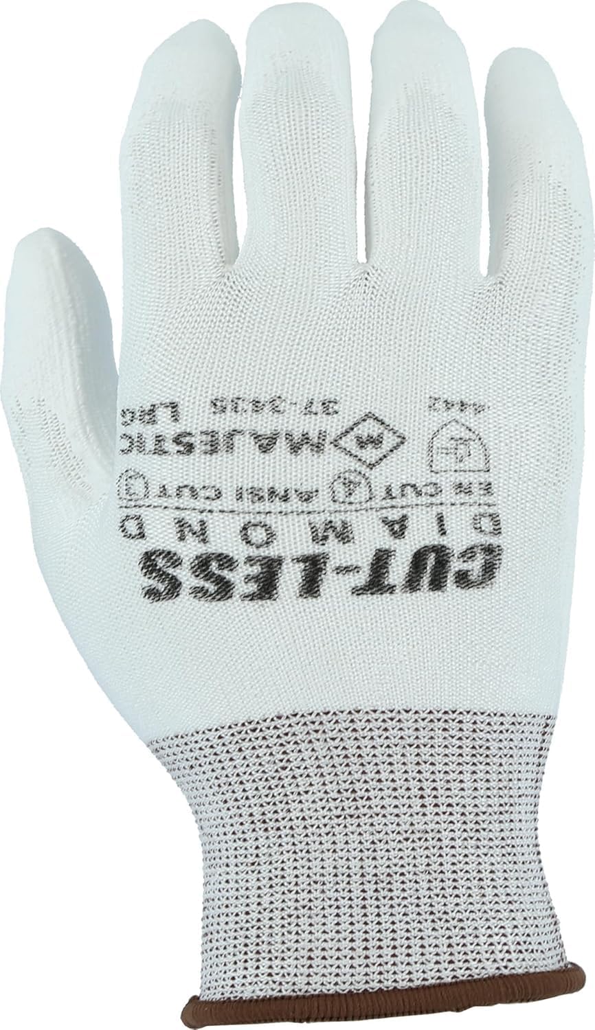 Majestic 37-3435 - Guantes con revestimiento de poliéster y diamante blanco resistente a los cortes (12 pares), modelo anteriormente Majestic 3435