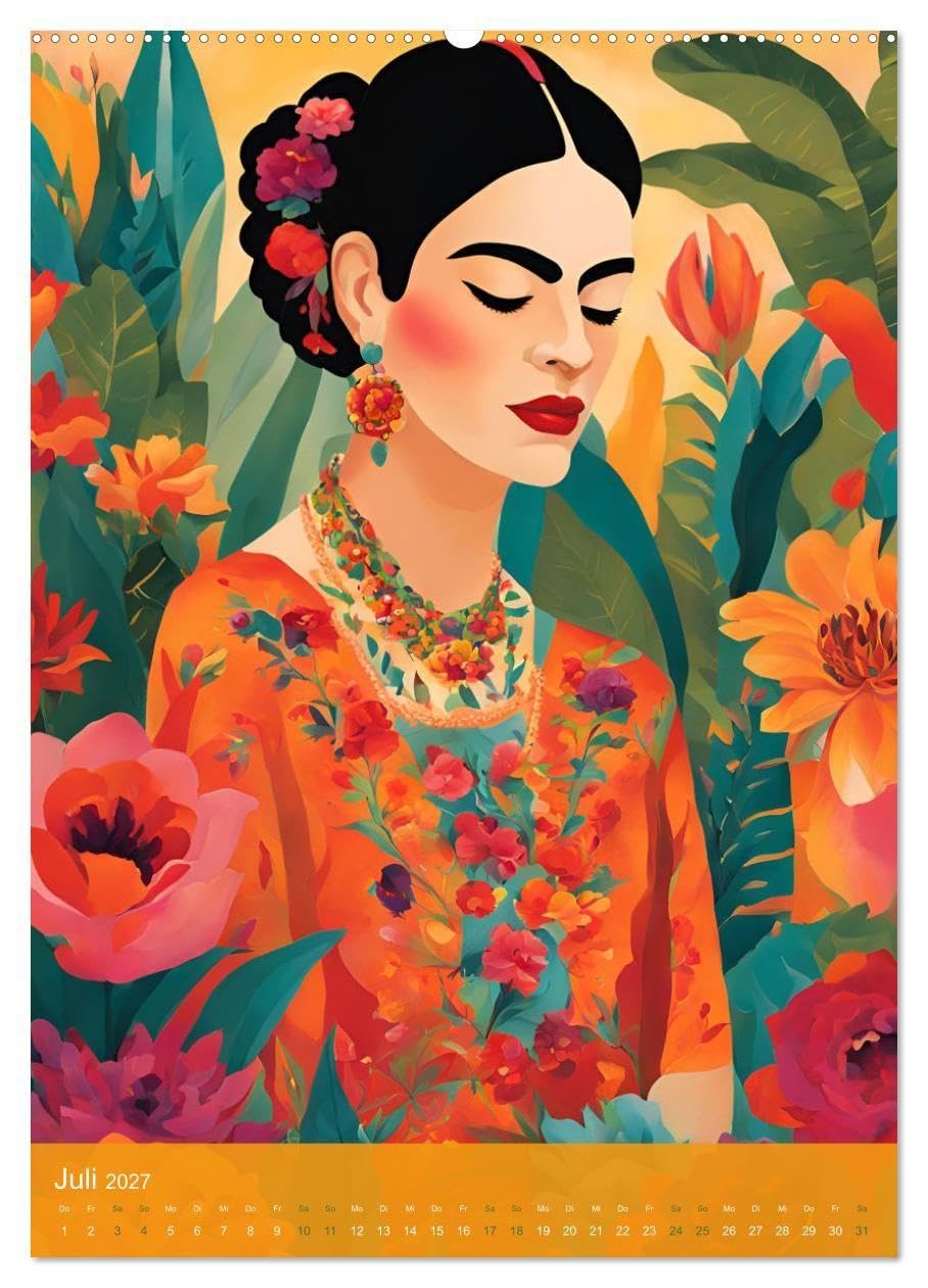 Gefangen in Normen. Frida Kahlo inspiriert. Flor de mi alma (hochwertiger Premium Wandkalender 2027 DIN A2 hoch), Kunstdruck in Hochglanz: Frida inspiriert – Stärke jenseits der Norm (CALVENDO Kunst)